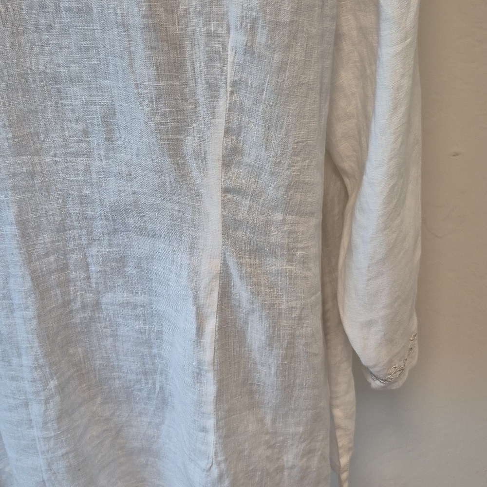 NWT Charter Club Linen Embroidered Top Women White 3/4 Sleeve Blouse 1X - Picture 11 of 15